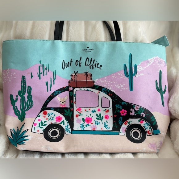 Kate Spade Out of Office Tote Beetle Bug Desert Chihuahua in car - Picture 1 of 11